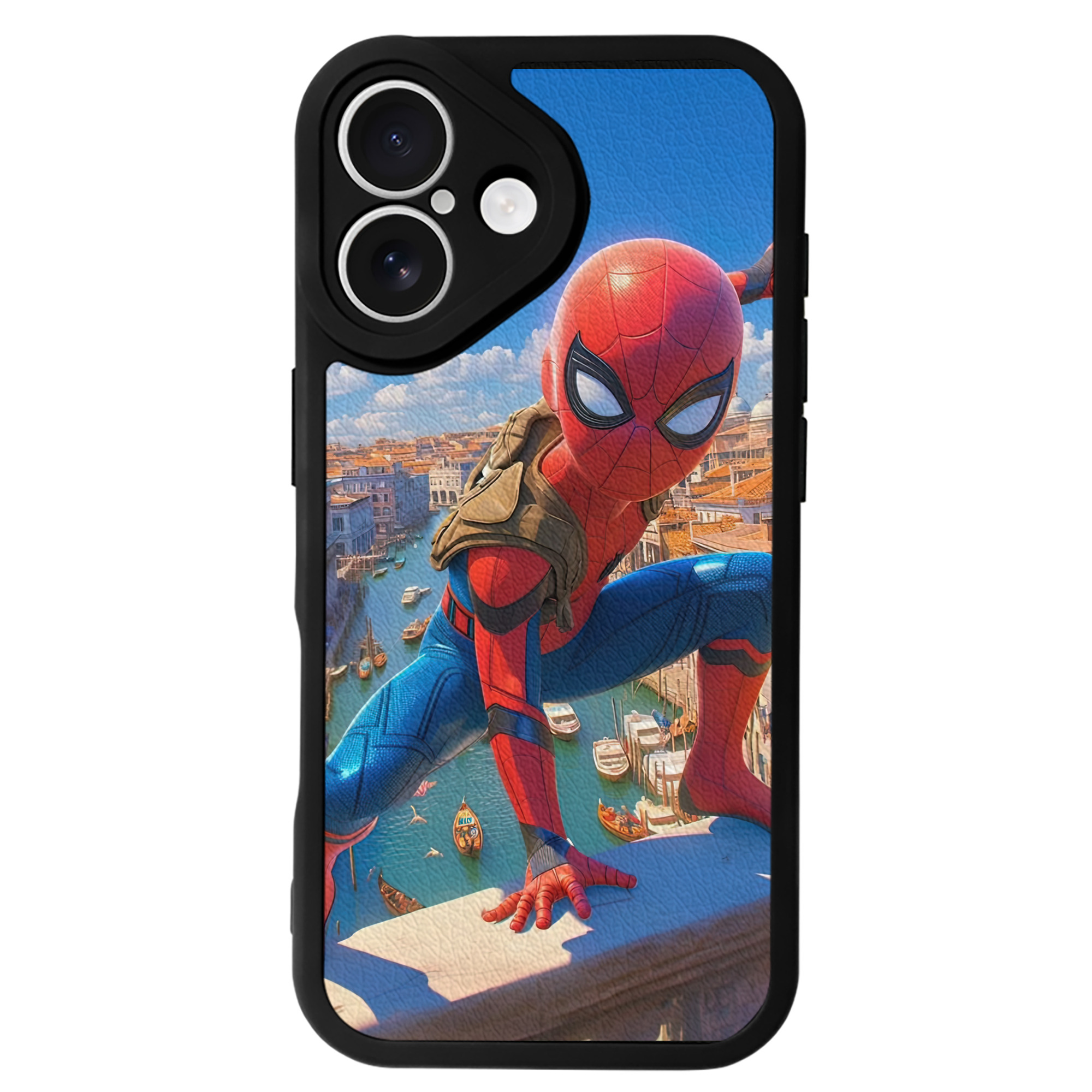 Spider Man スパイダーマン 【iPhone 16シリーズ対応】シリコンスマホケース（レザー調） 材質：シリコン